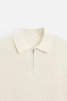 PURL KNIT ZIPPER POLO SHIRT