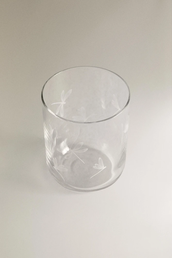 VERRE MOTIF LIBELLULE