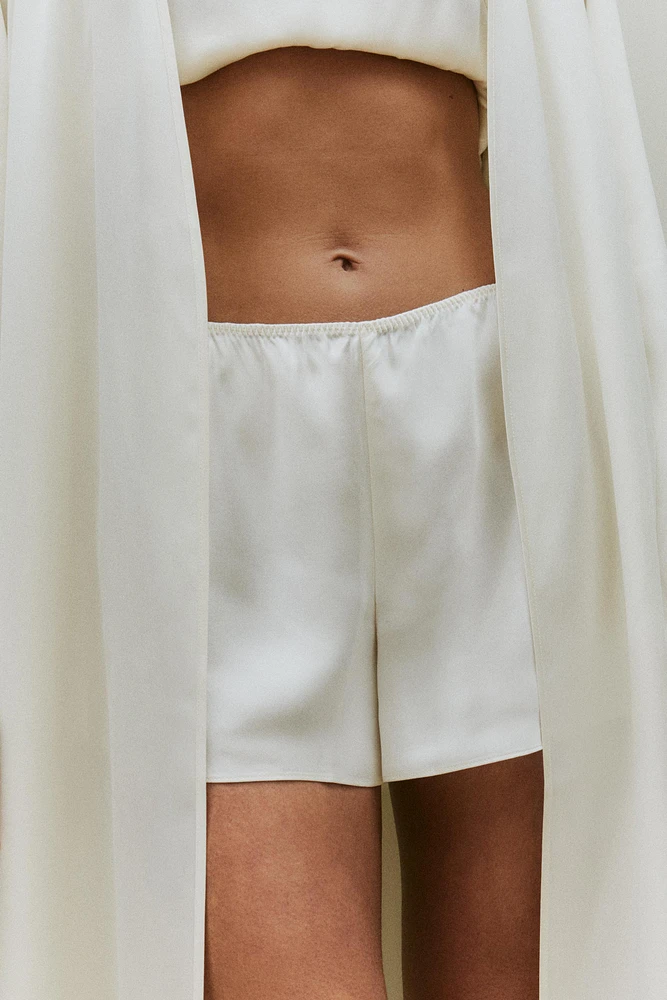 BEIGE SILK SHORTS