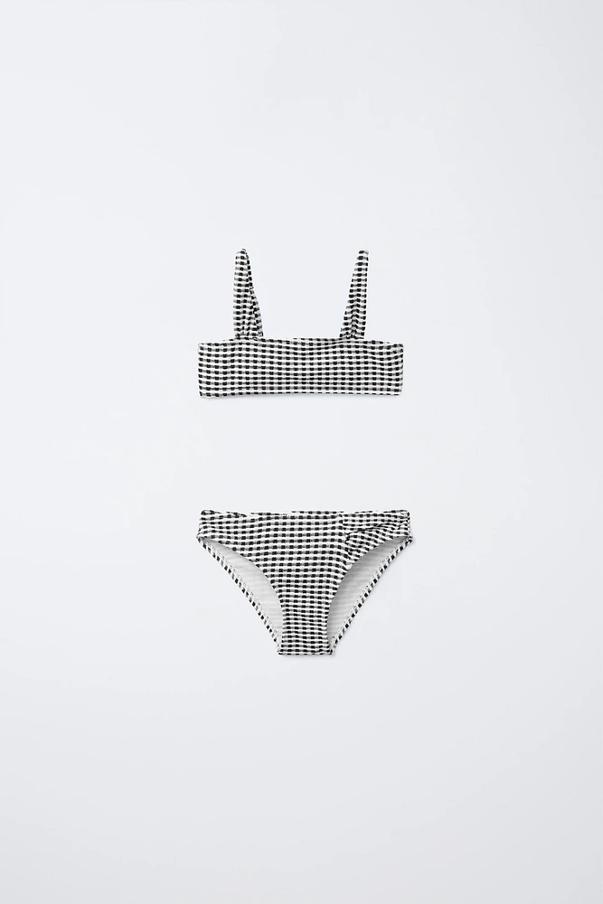 6-14 ANS/ BIKINI TEXTURÉ À CARREAUX VICHY