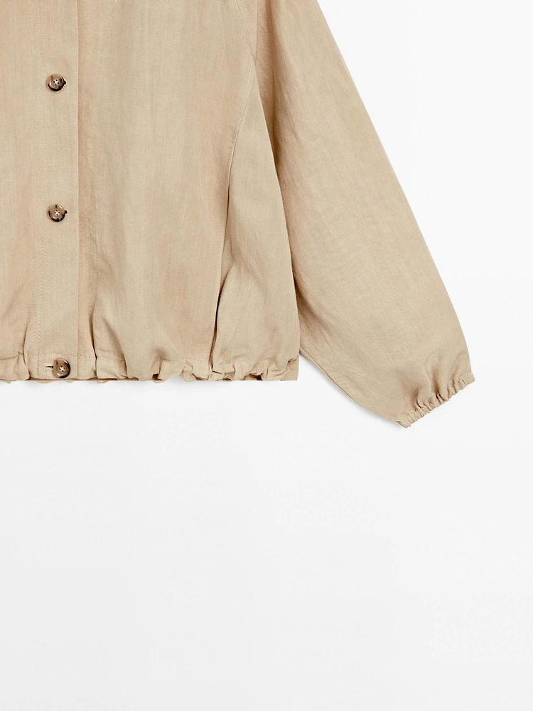 Veste bomber lin à col montant