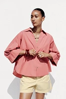 CHEMISE EN POPELINE AVEC MANCHES LARGES