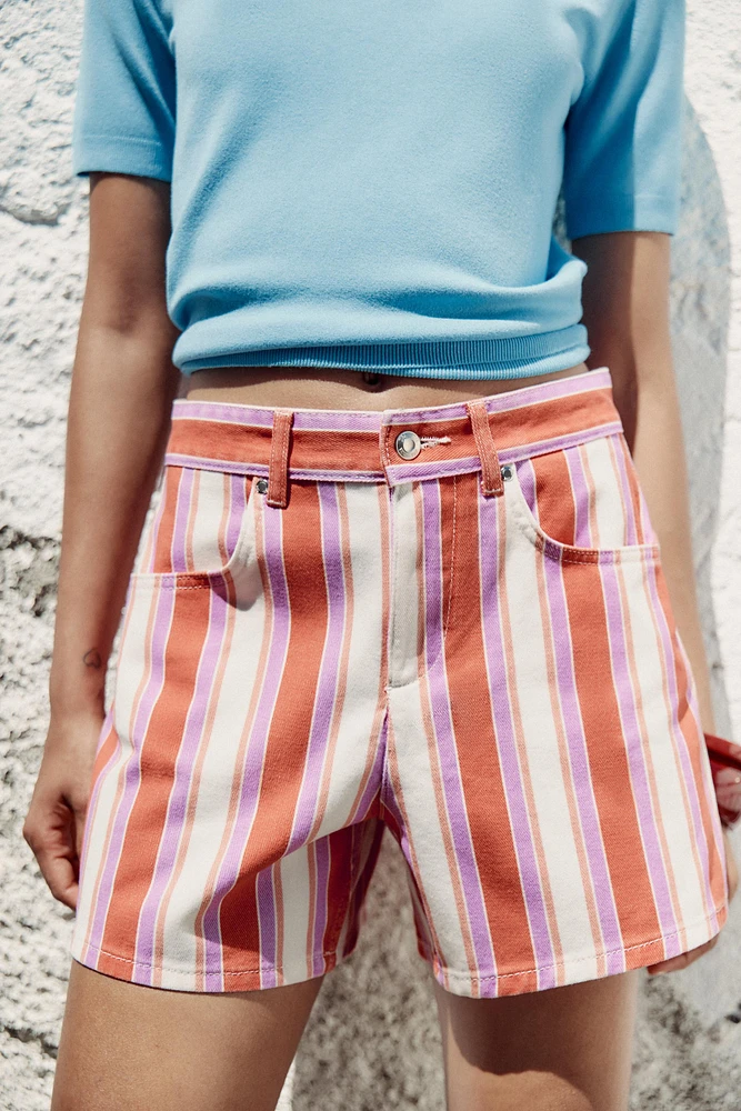 SHORT Z1975 MOM FIT TAILLE HAUTE RAYURES