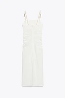CUT OUT DRAPED MIDI DRESS