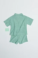 LABEL TERRY CLOTH POLO AND SHORTS SET