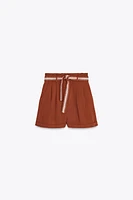 EMBROIDERED BELT SHORTS
