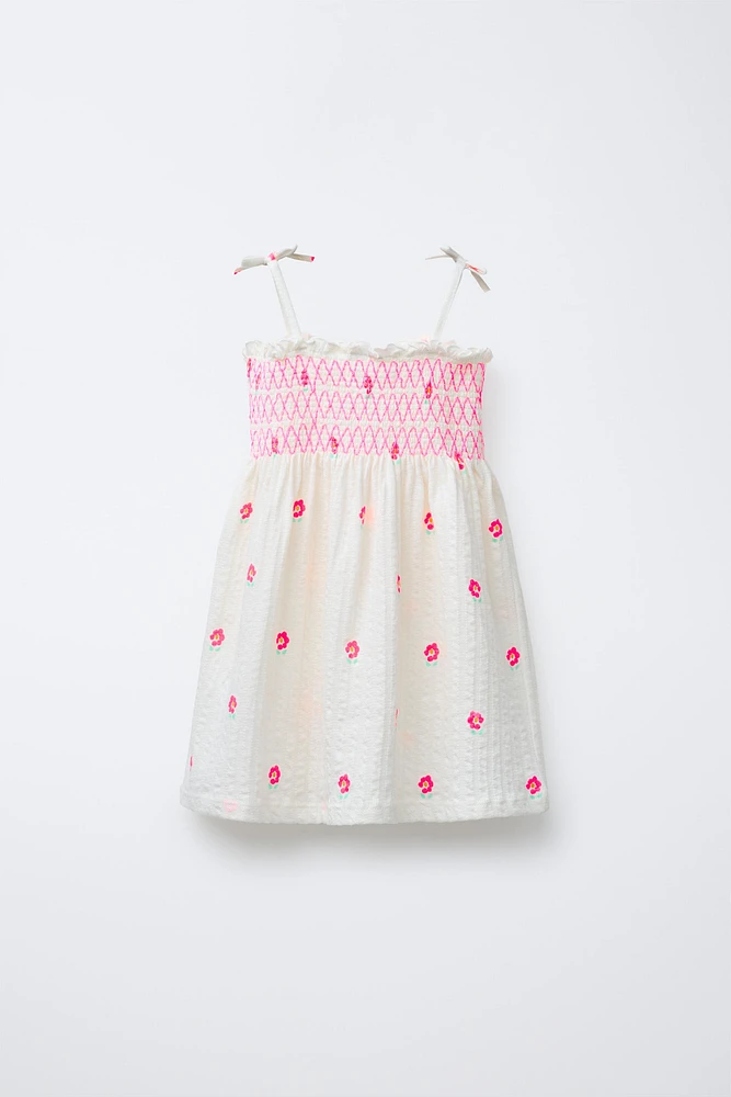 FLORAL ELASTIC STRAP DRESS