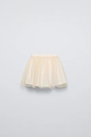 FLOCKED POLKA DOT TULLE SKIRT