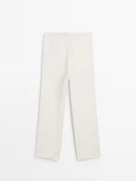 Straight fit flowing linen blend trousers