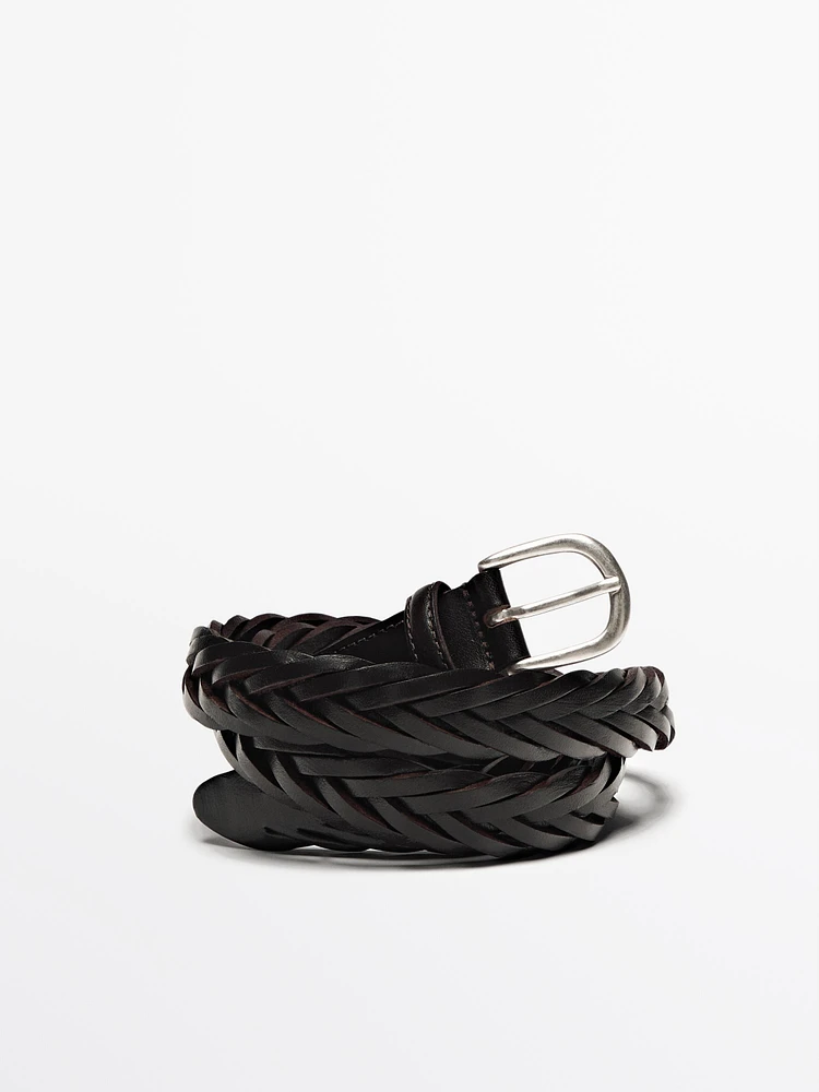 Braided leather belt
