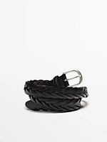 Braided leather belt