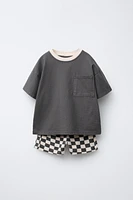 ENSEMBLE DE JOGGING T-SHIRT ET BERMUDA À CARREAUX DAMIER