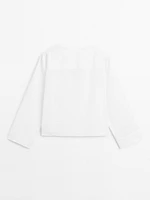 Flowing linen blend kimono-style blouse