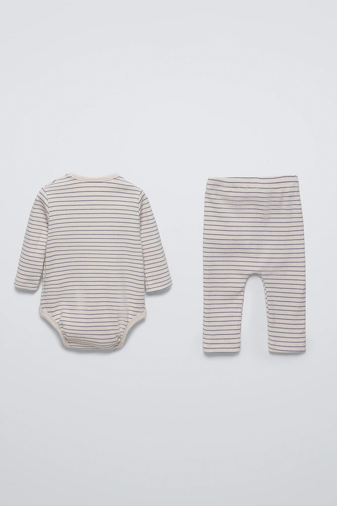 STRIPED BODYSUIT AND LEGGINGS PACK