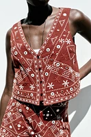 EMBROIDERED MIRROR VEST