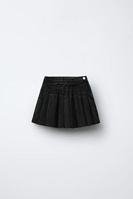 BOX PLEAT DENIM SKIRT