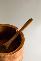 WOODEN SUGAR BOWL WITH SPOON