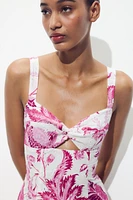 PRINTED DRESS WITH OPENWORK EMBROIDERY