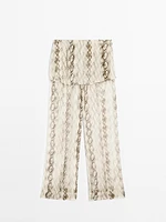 Lightweight flowing animal print trousers