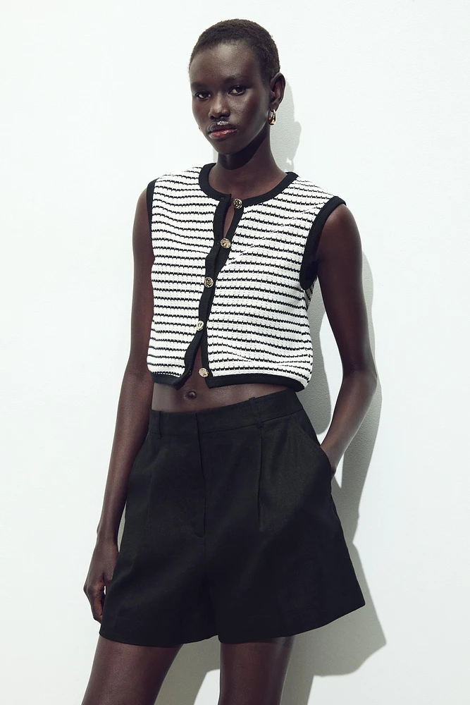 BUTTONED JACQUARD VEST TOP