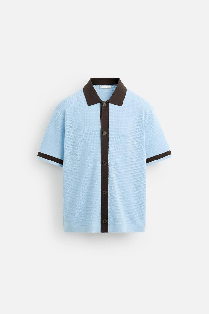 CONTRAST KNIT SHIRT