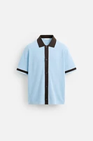 CONTRAST KNIT SHIRT