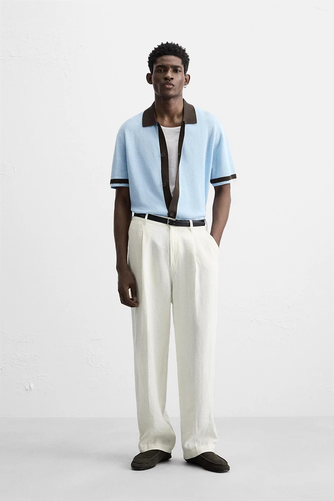 CONTRAST KNIT SHIRT