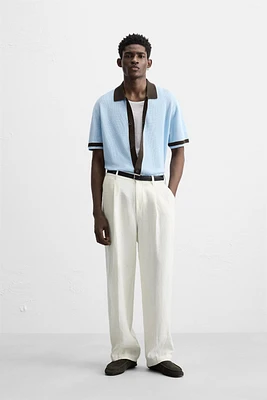 CONTRAST KNIT SHIRT