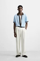 CONTRAST KNIT SHIRT