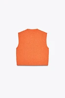 TOP GILET EN MAILLE BOUTON COQUILLAGE