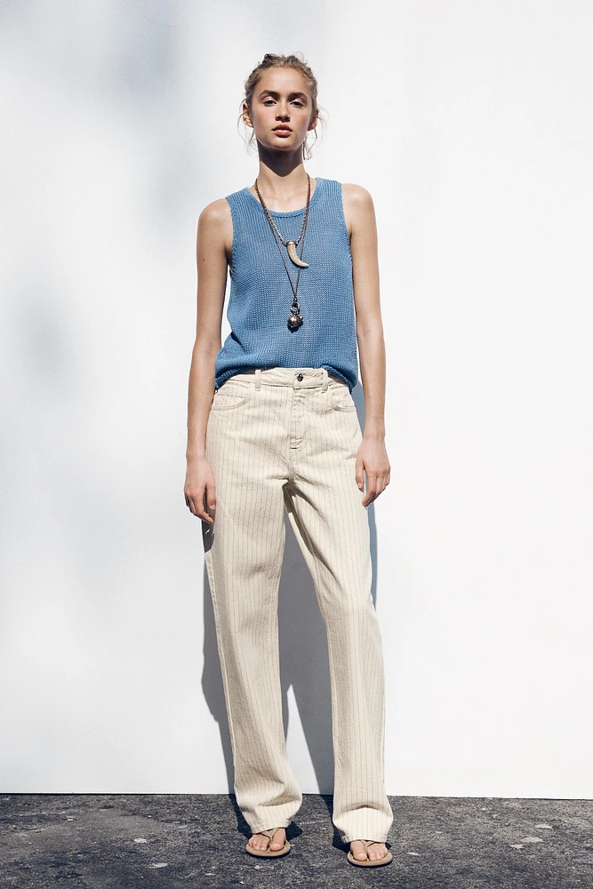 Z1975 STRIPED HIGH-WAIST STRAIGHT FULL-LENGTH JEANS