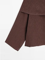 Linen blend cape-style blouse