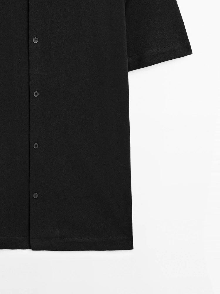 Linen blend short sleeve shirt