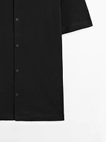 Linen blend short sleeve shirt