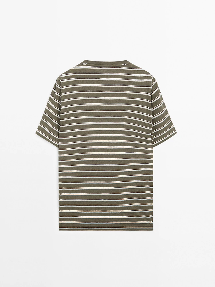 T-shirt à rayures coton et lin