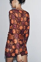CROCHET KNIT MINI DRESS