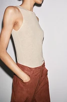 SLEEVELESS LINEN T-SHIRT