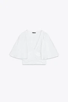 BLOUSE MANCHES VOLANTÉES AVEC LIN