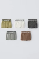 3-6 YEARS/ FIVE-PACK OF TEXT BOXERS