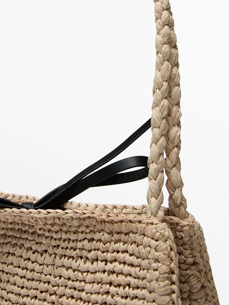 Natural raffia bucket bag