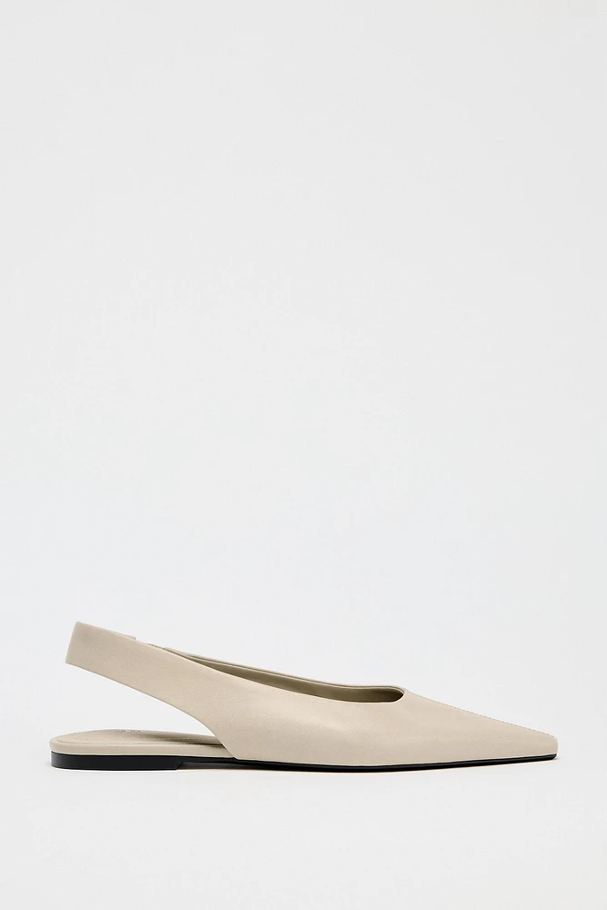 LEATHER SLINGBACK BALLET FLATS
