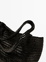 Sac mi-tote tressé en cuir nappa