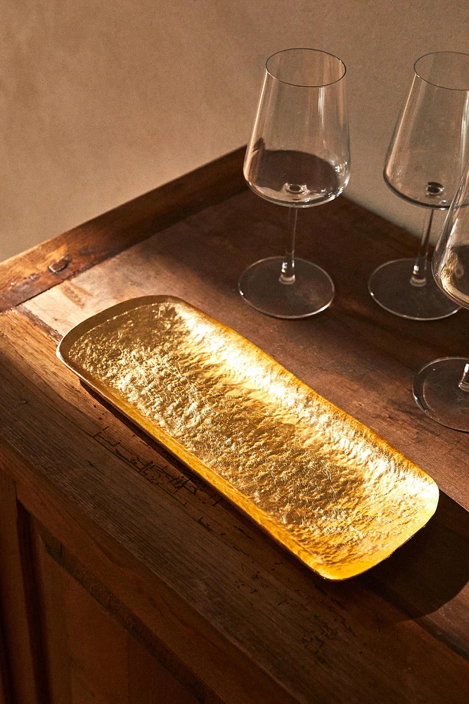 GOLD GLASS RECTANGLE SERVING DISH