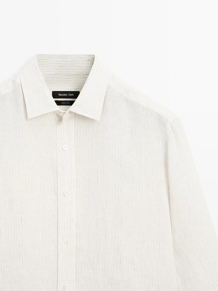 Chemise lin regular à rayures