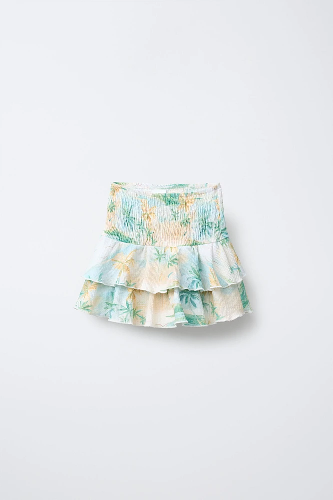 TEXTURED PALM TREE SKORT