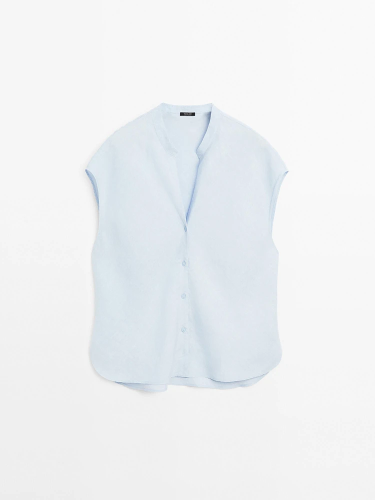 Blouse fluide col ouvert 100 % lin