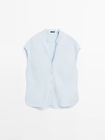 Blouse fluide col ouvert 100 % lin
