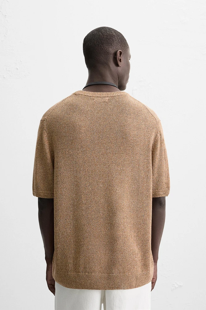 T-SHIRT EN MAILLE DE COTON ET LIN