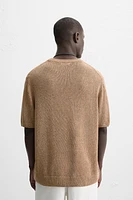 T-SHIRT EN MAILLE DE COTON ET LIN