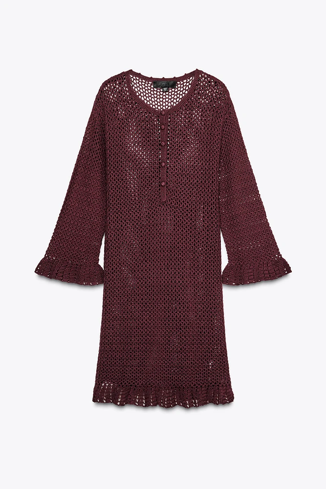CROCHET KNIT MINI DRESS